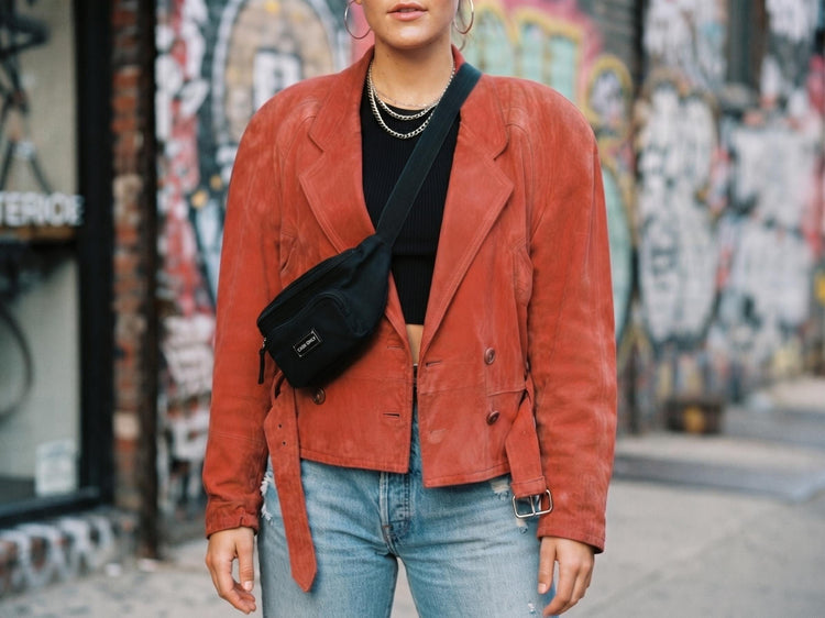 Red Suede Bomber Jacket: 1980s Batwing Sleeve Leather Biker Coat