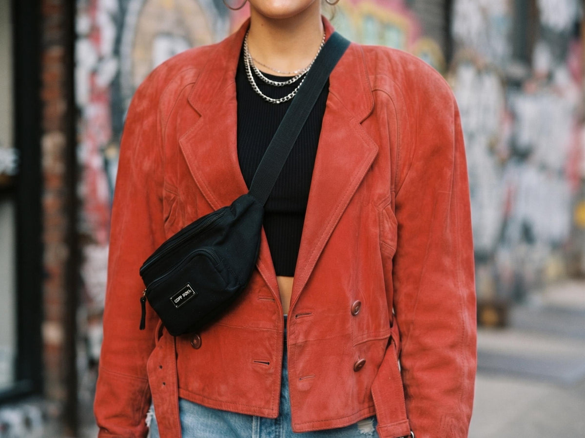 Red Suede Bomber Jacket: 1980s Batwing Sleeve Leather Biker Coat
