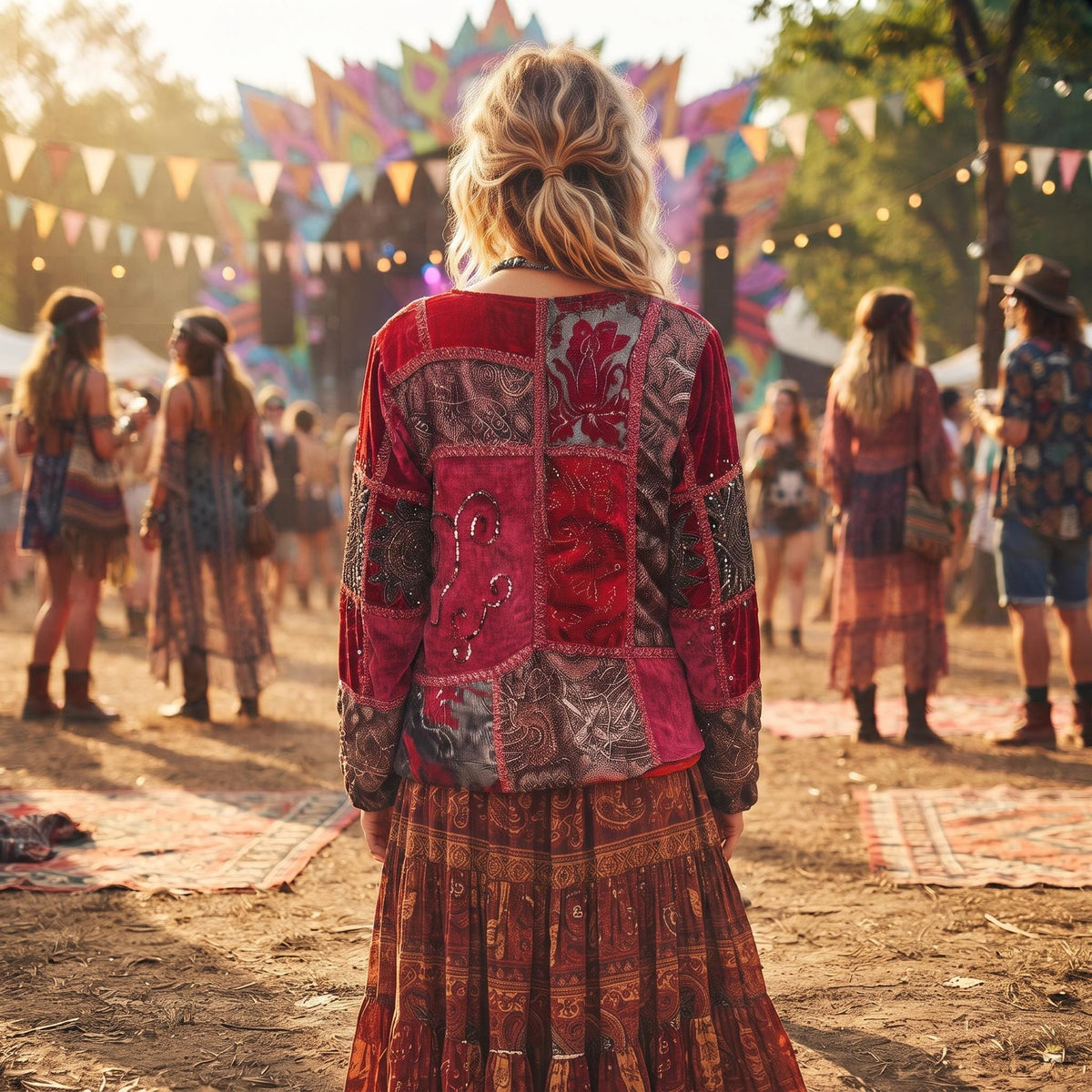 Embroidered Velvet Patchwork Jacket: Upcycled Banjara Tapestry, Boho Hippie Style