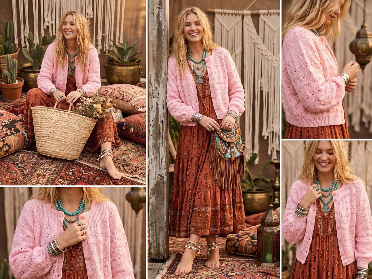 Hand-Knit Pink Babydoll Cardigan: 1950s Granny Y2K Sweater