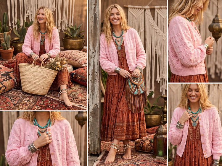 Hand-Knit Pink Babydoll Cardigan: 1950s Granny Y2K Sweater