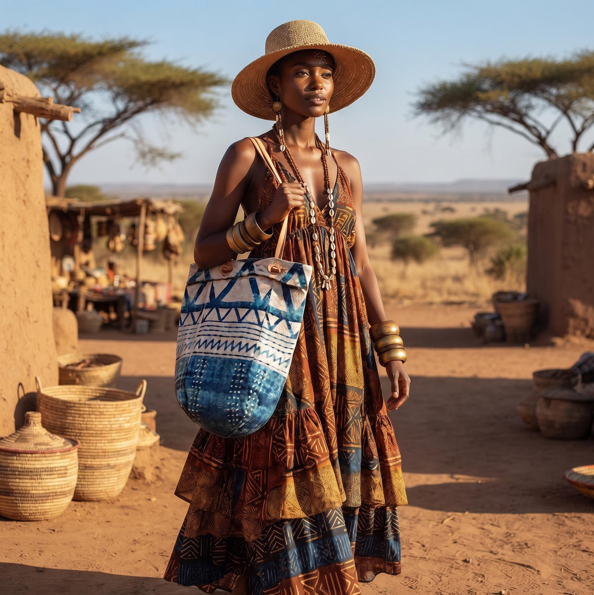 Woven Jute Leather Tote Bag: Large Boho Shoulder Bag