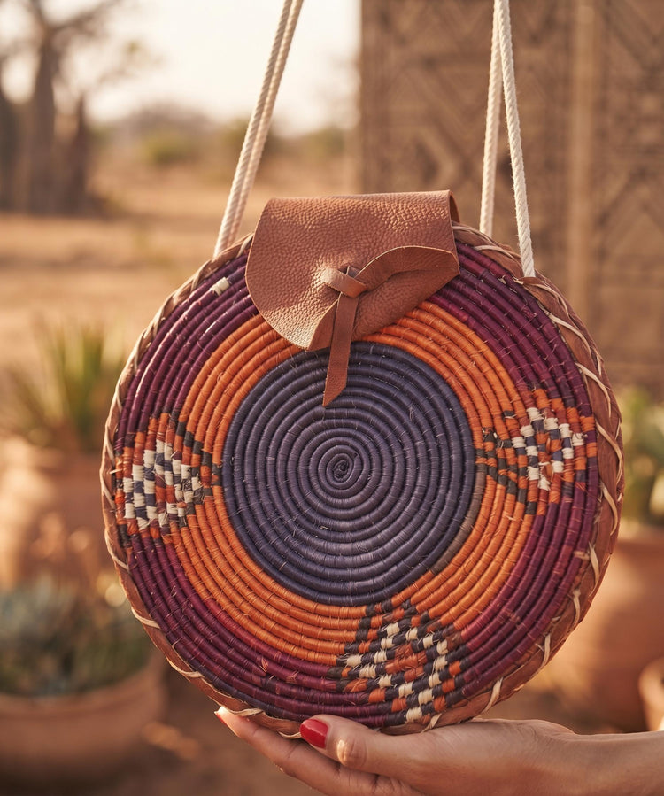 Woven Sisal & Leather Bucket Bag: Handmade African Boho Tote