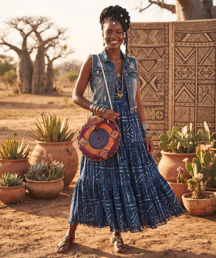 Woven Sisal & Leather Bucket Bag: Handmade African Boho Tote