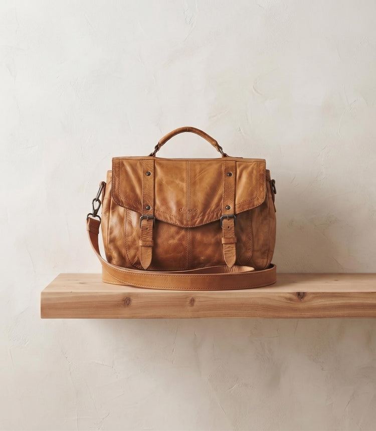 Y2K Leather Satchel: Large Tan Brown Boho Purse