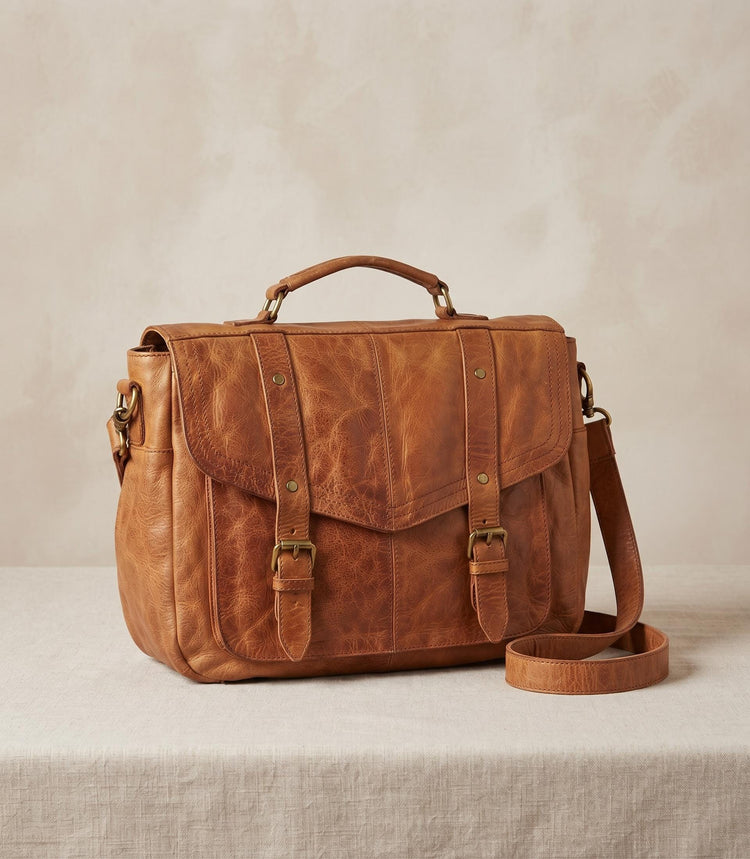 Y2K Leather Satchel: Large Tan Brown Boho Purse
