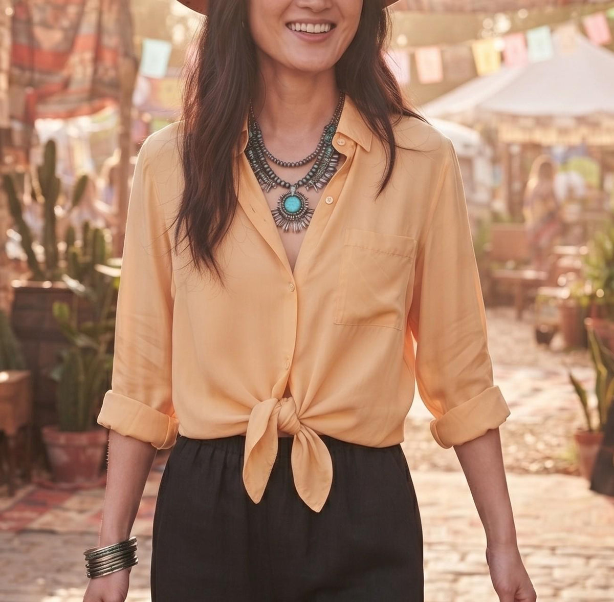 Vintage 1980s Silk Blouse, Pastel Yellow Oversized Shirt, Womens Western Top, 80s Boyfriend Shirt, Boho Festival Blouse, Retro Silk