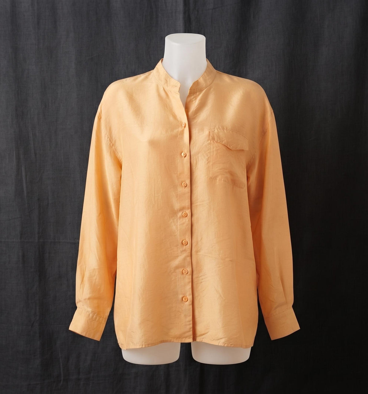 Vintage 1980s Silk Blouse, Pastel Yellow Oversized Shirt, Womens Western Top, 80s Boyfriend Shirt, Boho Festival Blouse, Retro Silk