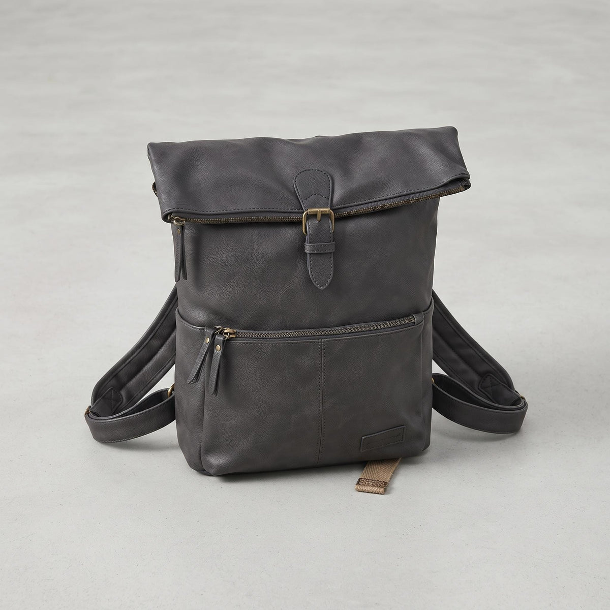 Black faux leather y2k backpack | convertible vegan rucksack handbag | minimalist travel bag for women