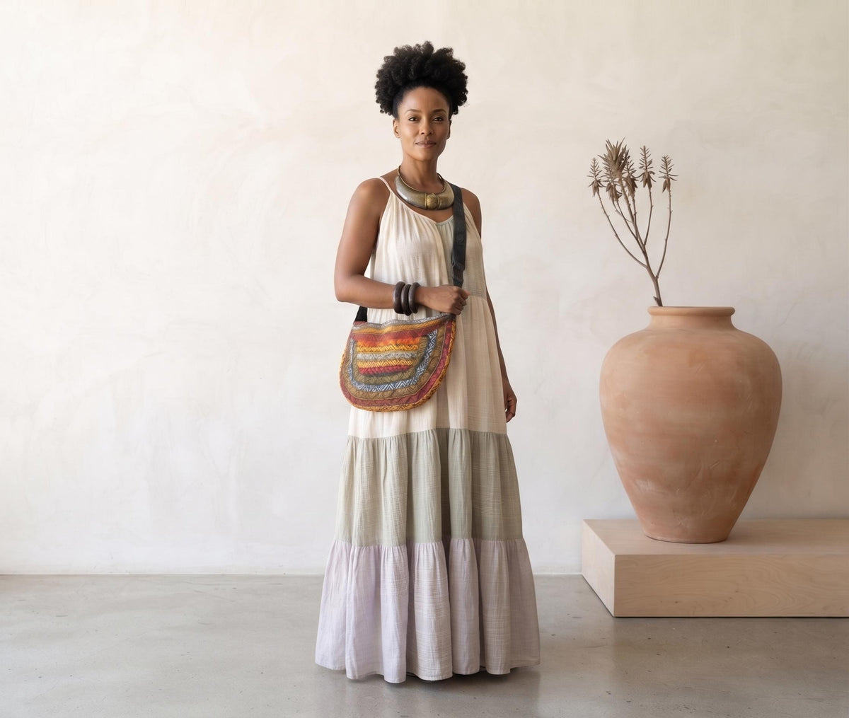 Hand-Painted Leather Shoulder Bag: African Tribal Art, Boho Saddle Bag