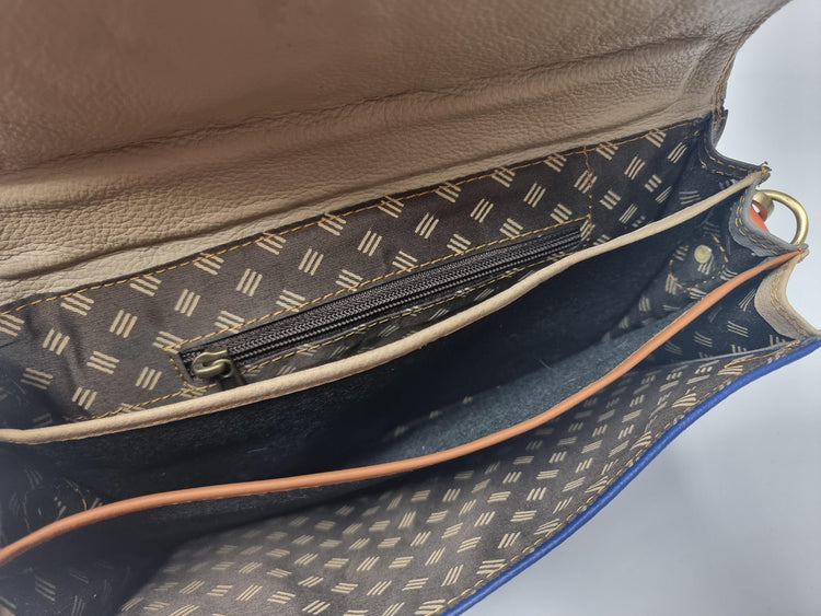 Dark Blue Leather Briefcase, Giraffe Cowhide Messenger Bag, Womens Leather Satchel, Handmade Work Bag, Boho Shoulder Bag, Gift for Her