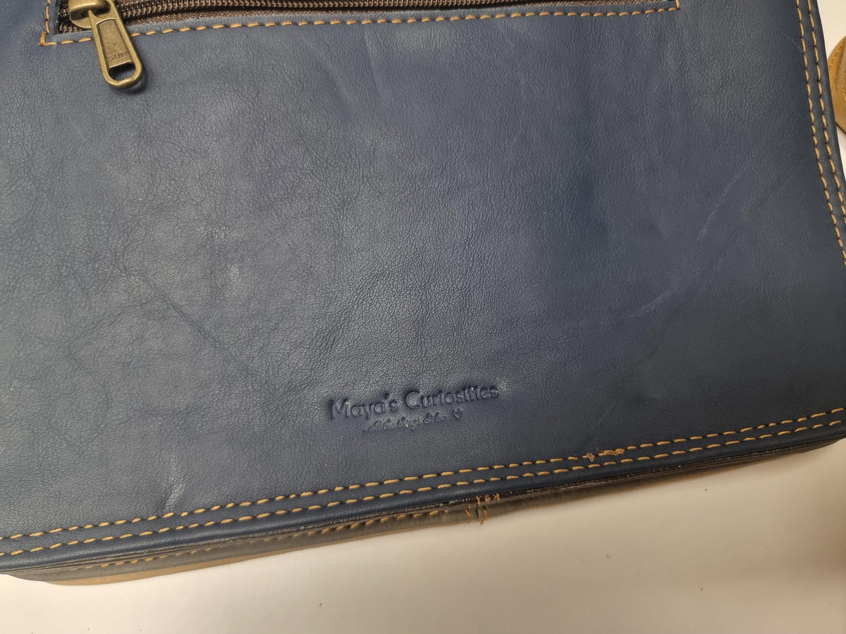 Dark Blue Leather Briefcase, Giraffe Cowhide Messenger Bag, Womens Leather Satchel, Handmade Work Bag, Boho Shoulder Bag, Gift for Her