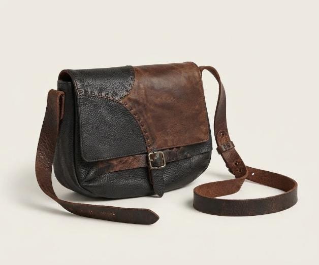 Upcycled Leather Messenger Bag, Patchwork Leather Satchel, Handmade Crossbody Bag, Vintage Style Leather Bag, Unisex Shoulder Bag