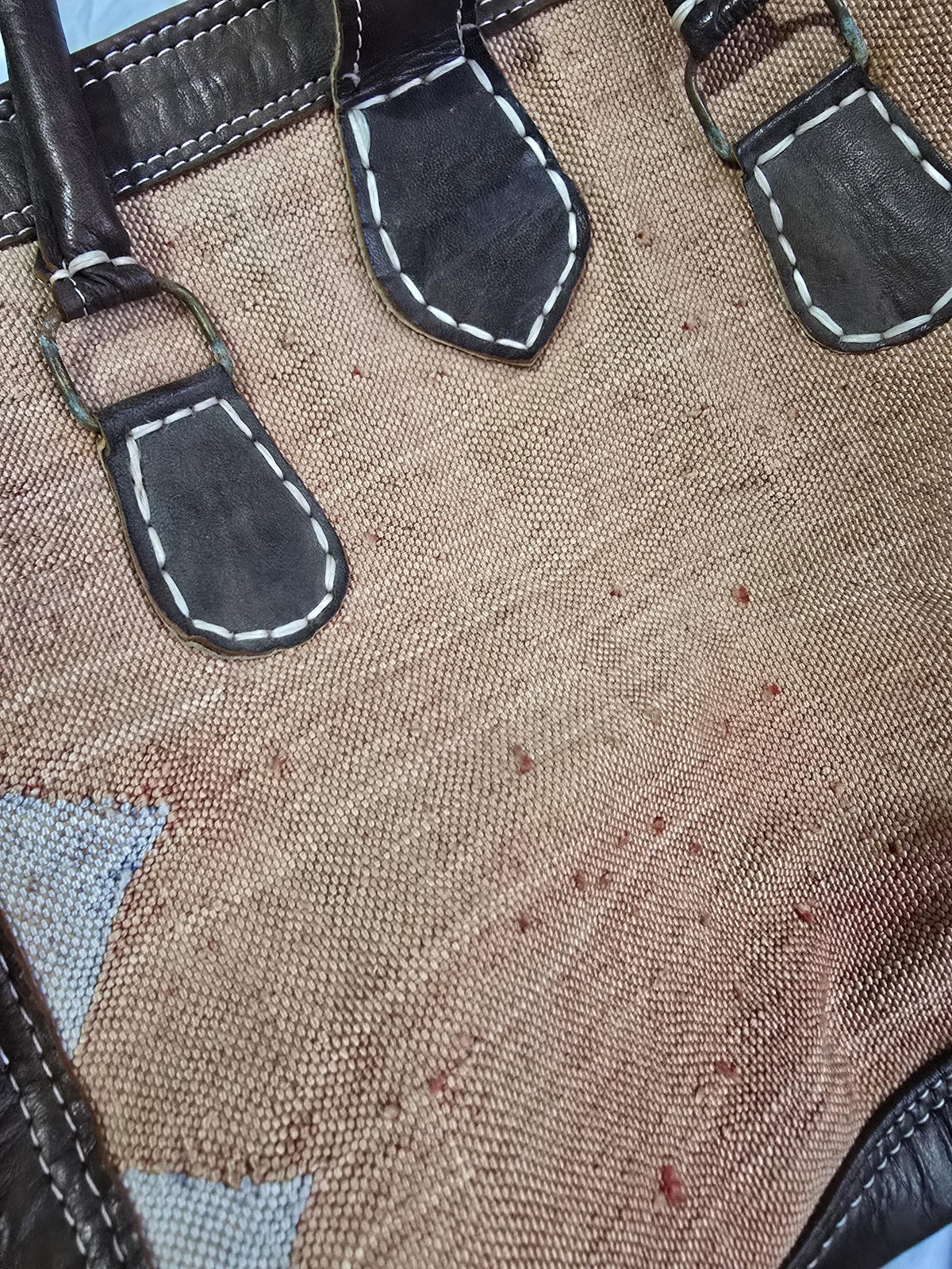 Vintage Moroccan Cactus Silk Bag, Kilim Carpet Duffle, Boho Travel Bag, Leather Weekender, Yoga Gym Bag, Carry On Hand Luggage