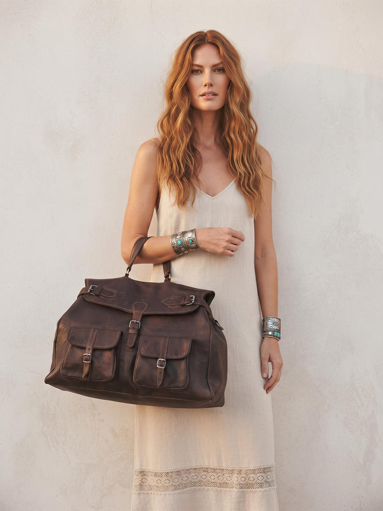 Vintage Dark Brown Leather Travel Bag, Large Leather Holdall, Vintage Duffle Bag, Boho Hippie Luggage, Weekend Overnight Bag, Unisex