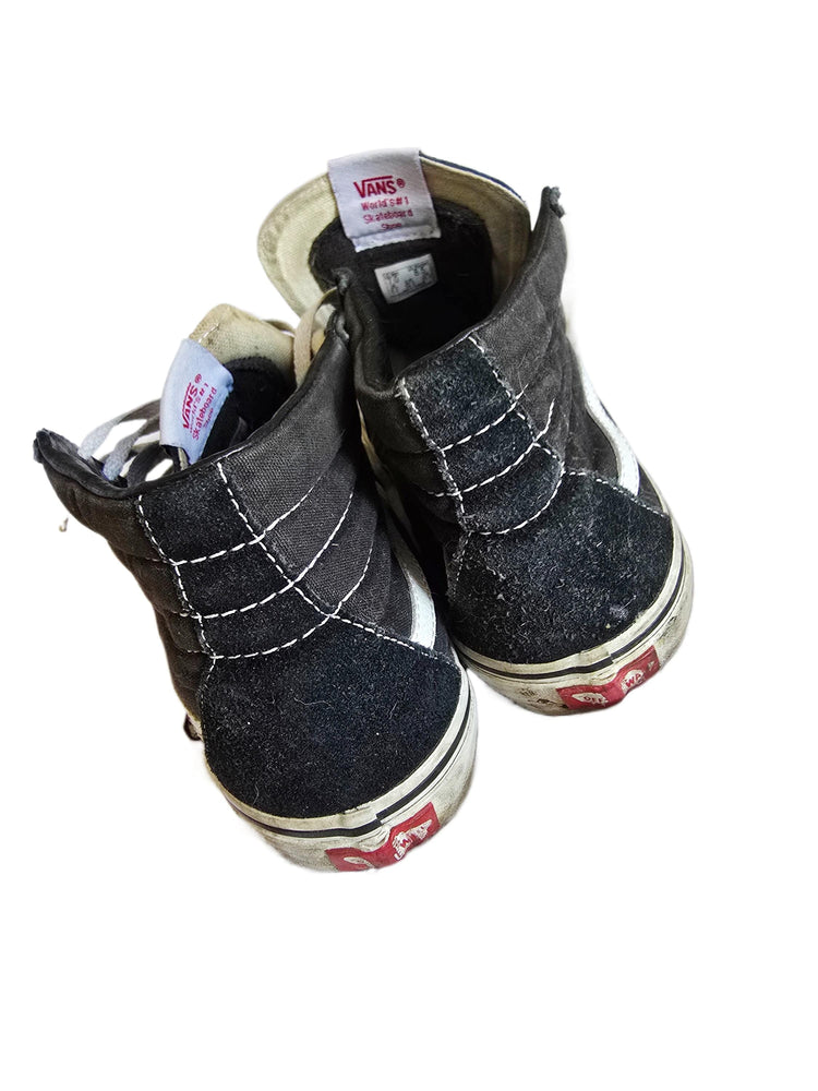 Vintage Vans High Top Shoes, Black White Skater Sneakers, Suede Canvas Ankle Shoes, Retro Grunge Punk Trainers, Classic Vans UK 6 EU 39