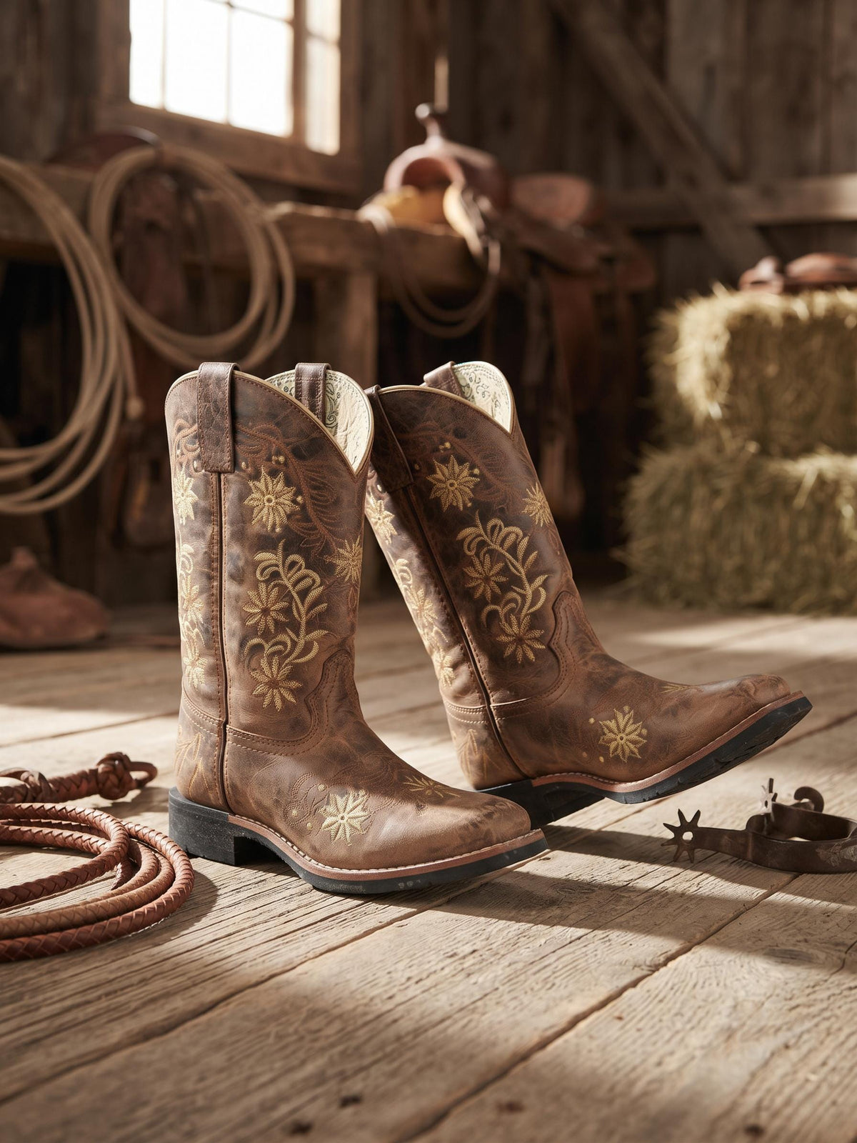 Embroidered Leather Cowboy Boots: Handmade Dan Post Western Boots US 5 / UK 3
