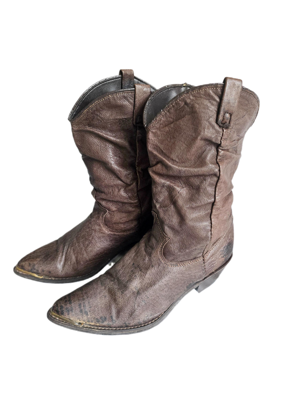 Vintage Dingo Cowboy Boots US 8, Dark Brown Leather Western Boots, Mid Calf Cowgirl Boots, Boho Hippie Festival Boots UK 6