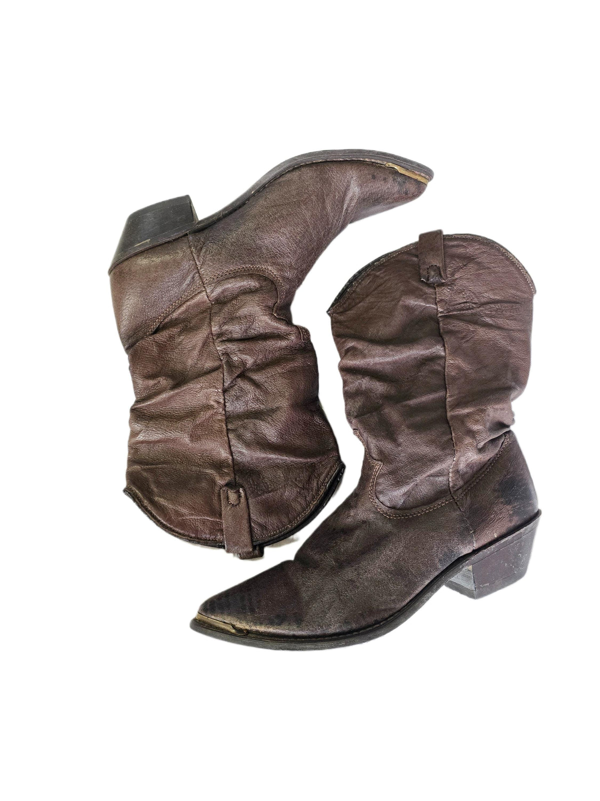 Vintage Dingo Cowboy Boots US 8, Dark Brown Leather Western Boots, Mid Calf Cowgirl Boots, Boho Hippie Festival Boots UK 6