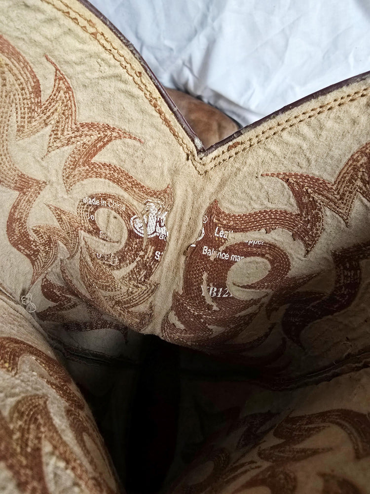 Mens Justin Cowboy Leather Boots UK 9, Southwestern Embroidered Western Boots 43, Pointed Toe Block Heel Cowgirl Boots US 10 Country Style