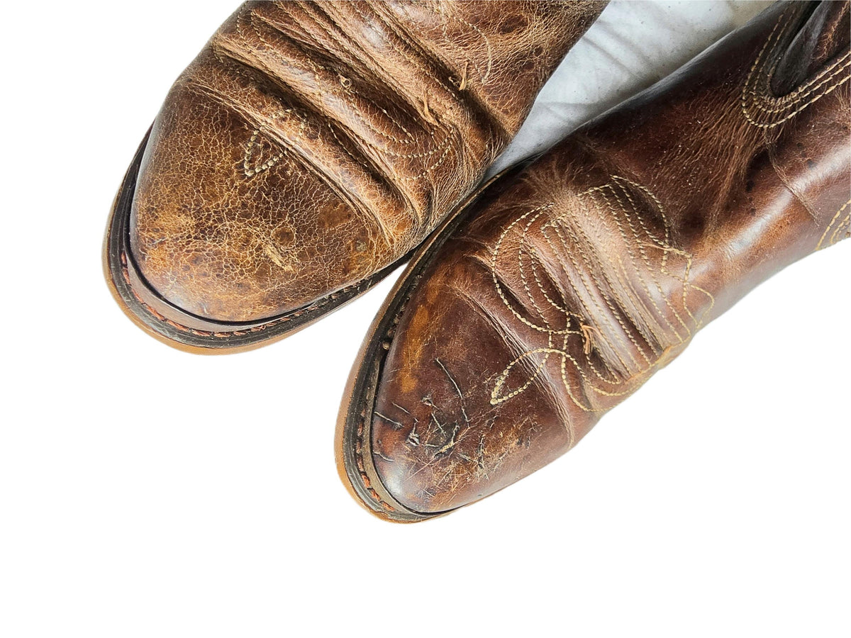 Vintage Durango Cowboy Boots, Dark Brown Leather Western Boots, Mid Calf Unisex Boots, Rustic Mens Cowgirl Boots, Retro Festival Footwear