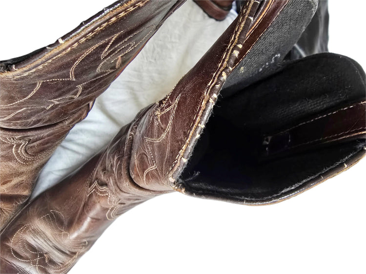 Vintage Durango Cowboy Boots, Dark Brown Leather Western Boots, Mid Calf Unisex Boots, Rustic Mens Cowgirl Boots, Retro Festival Footwear