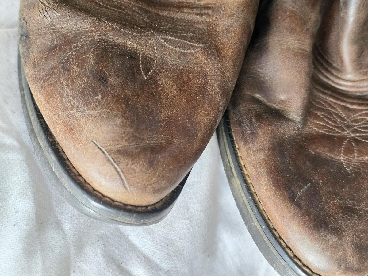 Vintage Durango Cowboy Boots, Dark Brown Leather Western Boots, Mid Calf Unisex Boots, Rustic Mens Cowgirl Boots, Retro Festival Footwear