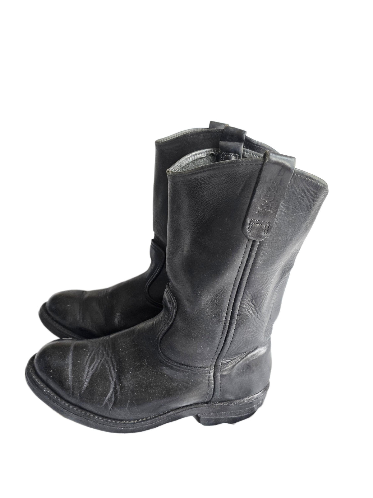 Mens Black Leather Chelsea Boots UK 8, Made in USA Work Boots US 9, Distressed Ankle Boots, Biker Punk Steampunk Footwear