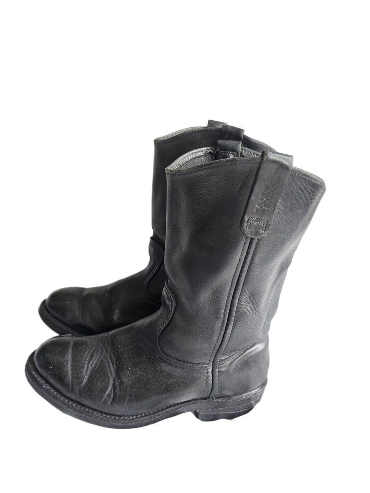 Mens Black Leather Chelsea Boots UK 8, Made in USA Work Boots US 9, Distressed Ankle Boots, Biker Punk Steampunk Footwear