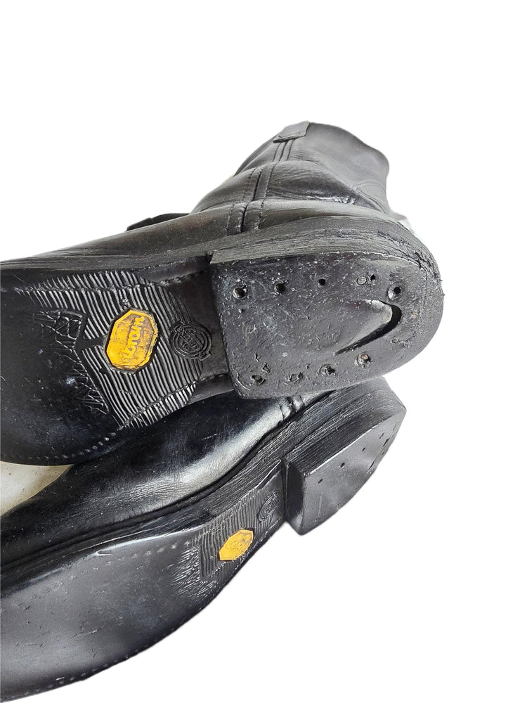 Mens Black Leather Chelsea Boots UK 8, Made in USA Work Boots US 9, Distressed Ankle Boots, Biker Punk Steampunk Footwear