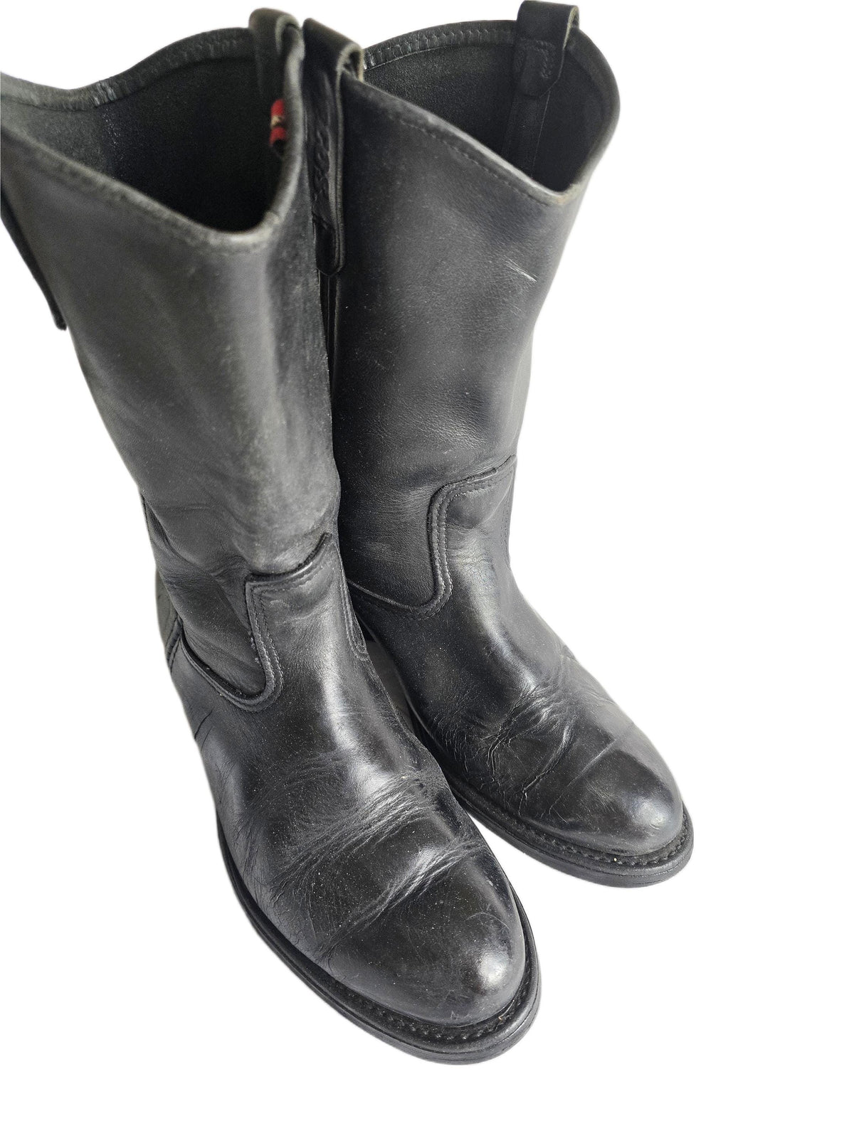Mens Black Leather Chelsea Boots UK 8, Made in USA Work Boots US 9, Distressed Ankle Boots, Biker Punk Steampunk Footwear