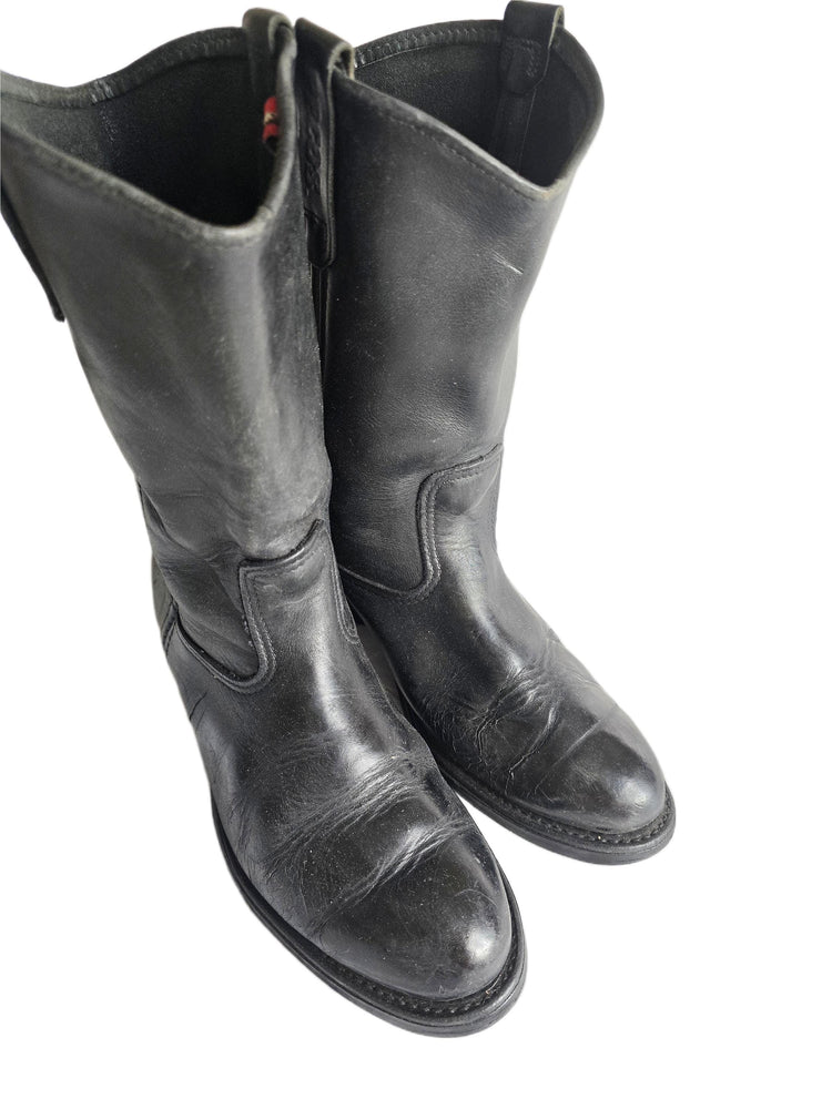 Mens Black Leather Chelsea Boots UK 8, Made in USA Work Boots US 9, Distressed Ankle Boots, Biker Punk Steampunk Footwear