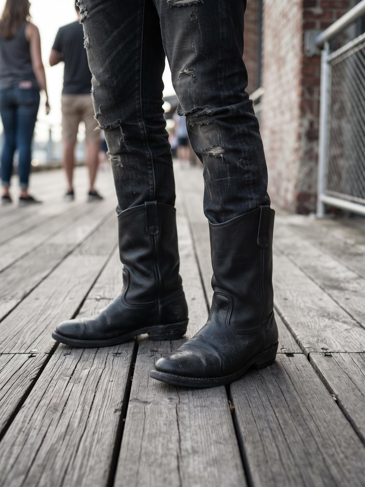 Mens Black Leather Chelsea Boots UK 8, Made in USA Work Boots US 9, Distressed Ankle Boots, Biker Punk Steampunk Footwear