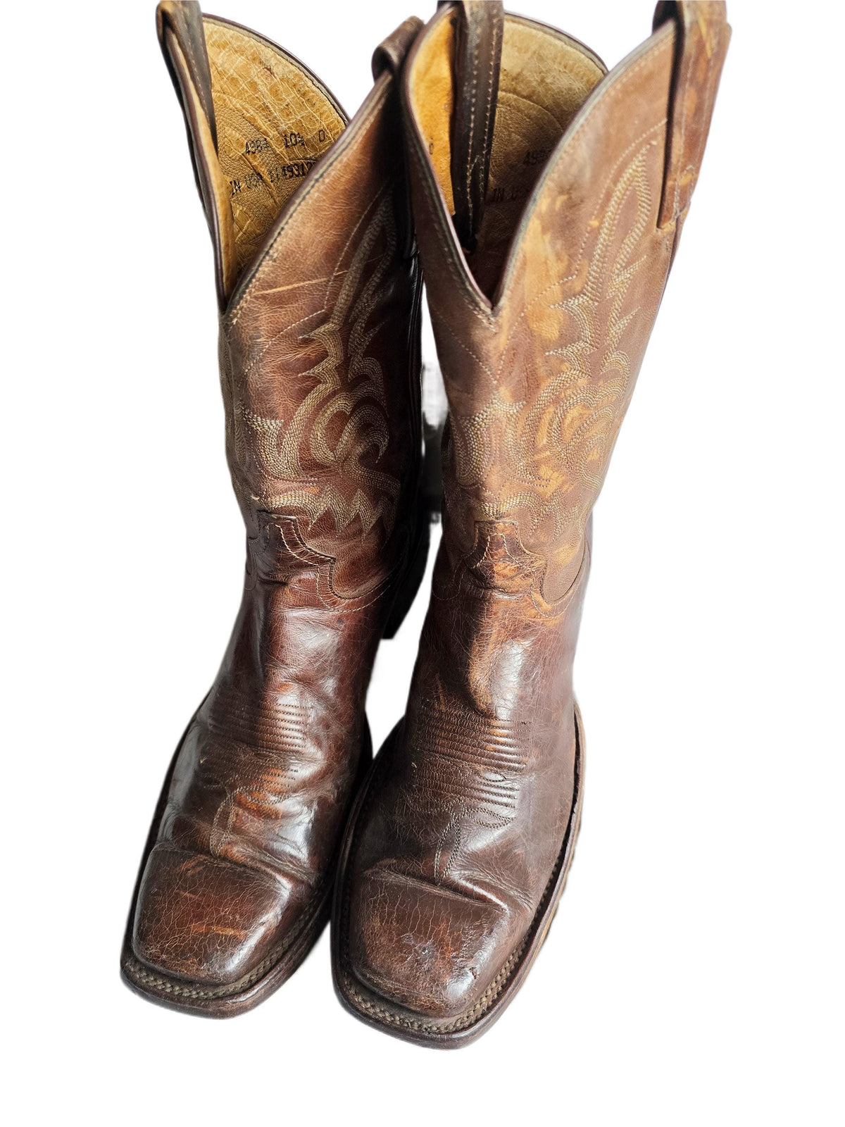 Vintage American Made Cowboy Boots UK 9.5, Leather Western Boots US 10.5, Mid Calf Ranch Boots, Rustic Mens Festival Footwear 44
