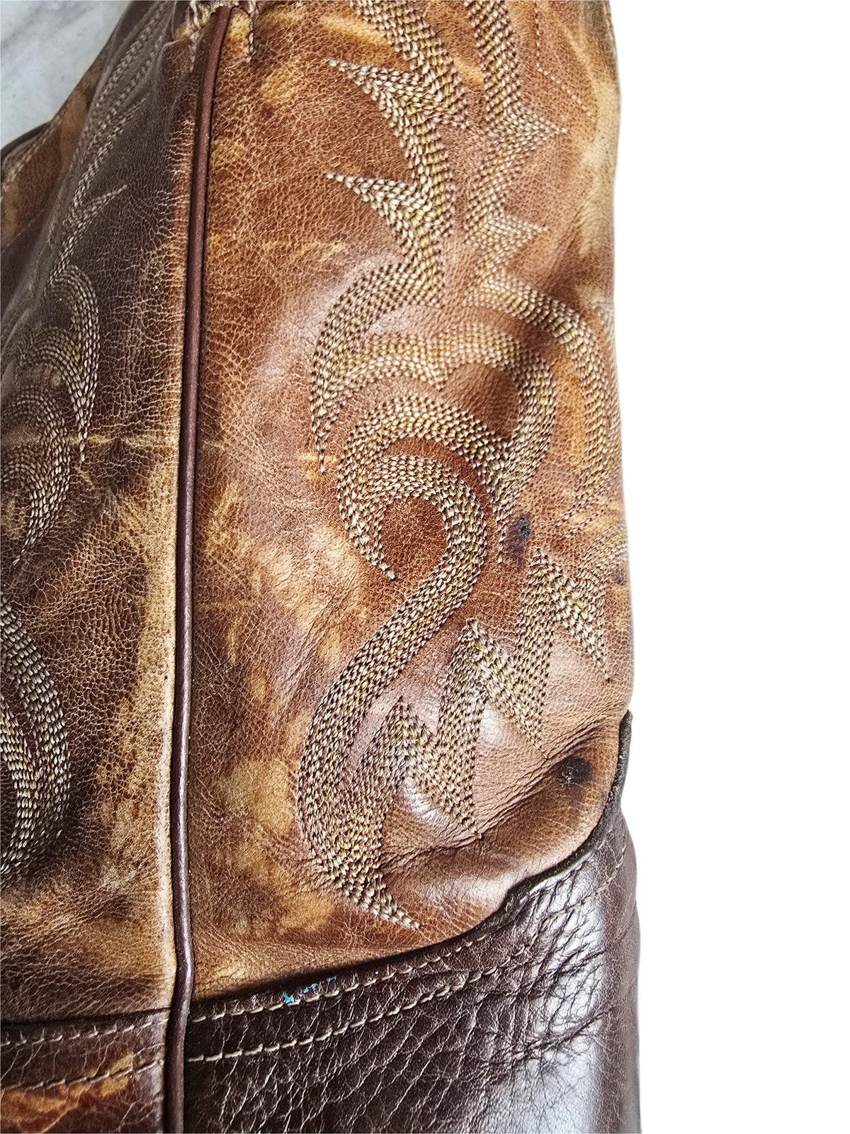 Vintage American Made Cowboy Boots UK 9.5, Leather Western Boots US 10.5, Mid Calf Ranch Boots, Rustic Mens Festival Footwear 44