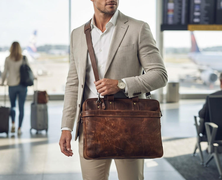 Mens Leather Messenger Bag, 15 Inch Laptop Bag, Genuine Leather Briefcase, Handmade Work Bag, Business Travel Satchel, Gift for Him