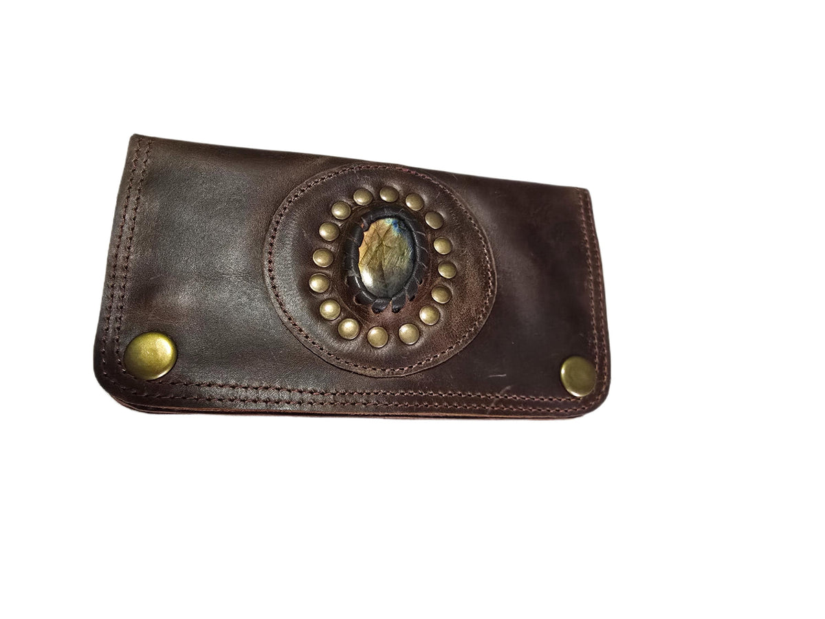 Mini Leather Wallet,  Tobacco Case, Weed Smoking Kit, Travel Organiser Pouch, Small Labradorite Stone Purse, Cigarette Holder