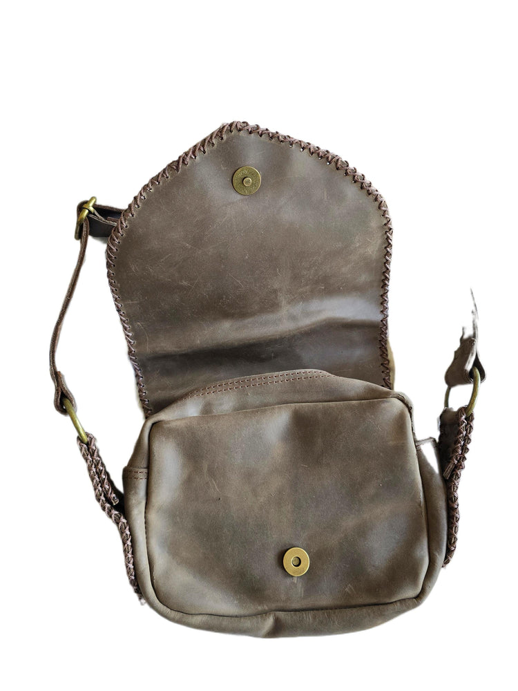 Leather Holster Bag, Steampunk Chest Pouch, Labradorite Festival Utility Belt, Brown Leather Biker Crossbody Bag