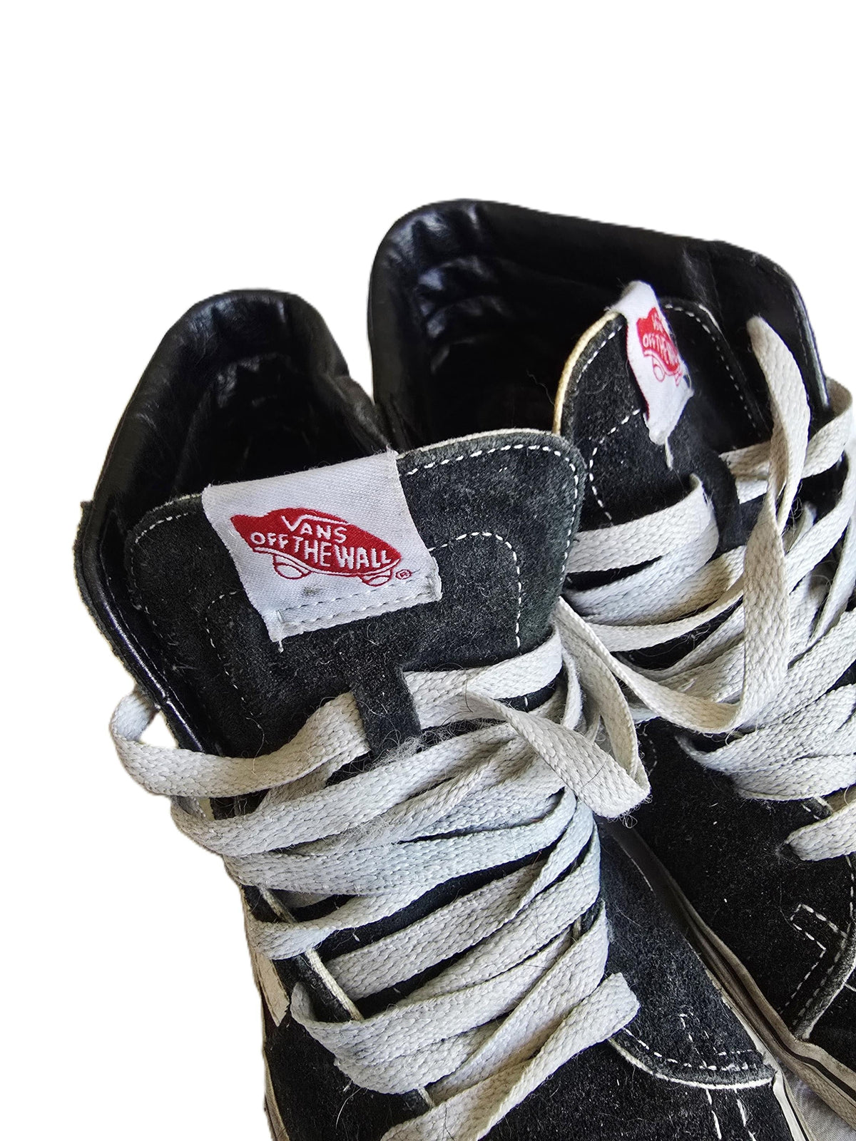 Vintage Vans High Top Shoes, Black White Skater Sneakers, Suede Canvas Ankle Shoes, Retro Grunge Punk Trainers, Classic Vans UK 6 EU 39