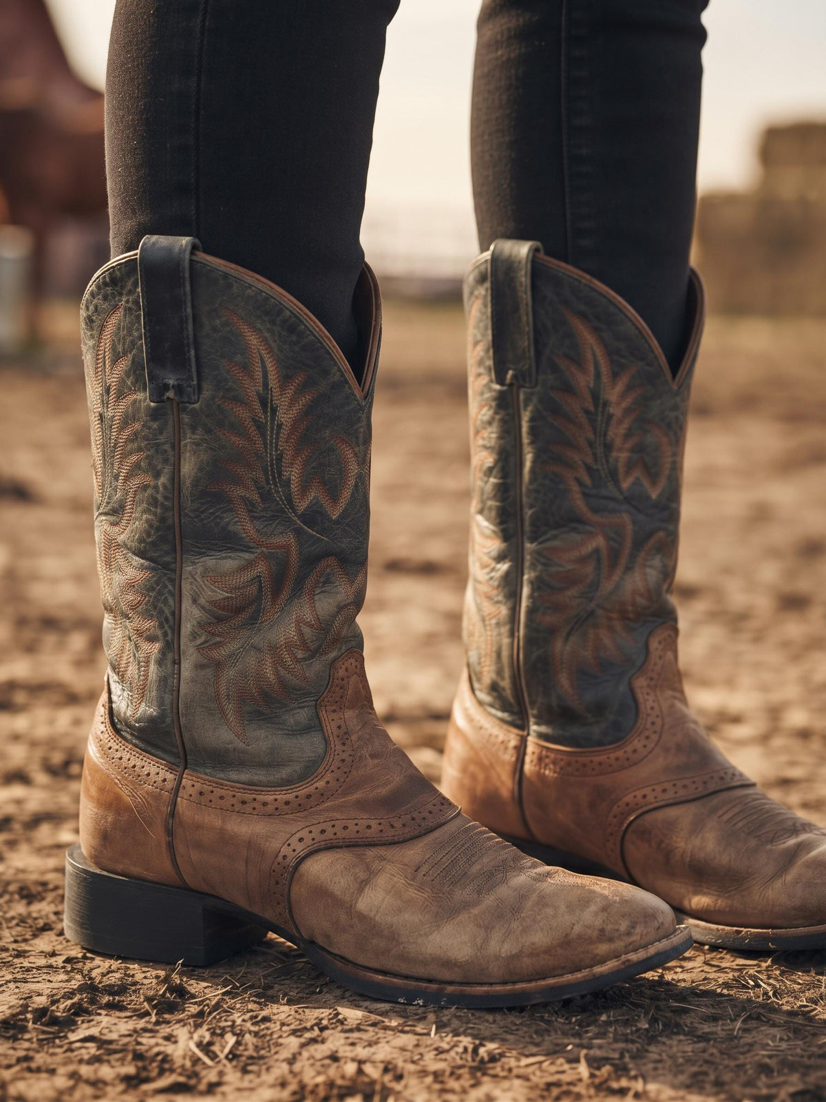 Vintage Leather Cowboy Boots: Distressed Western Biker Boots, UK 8