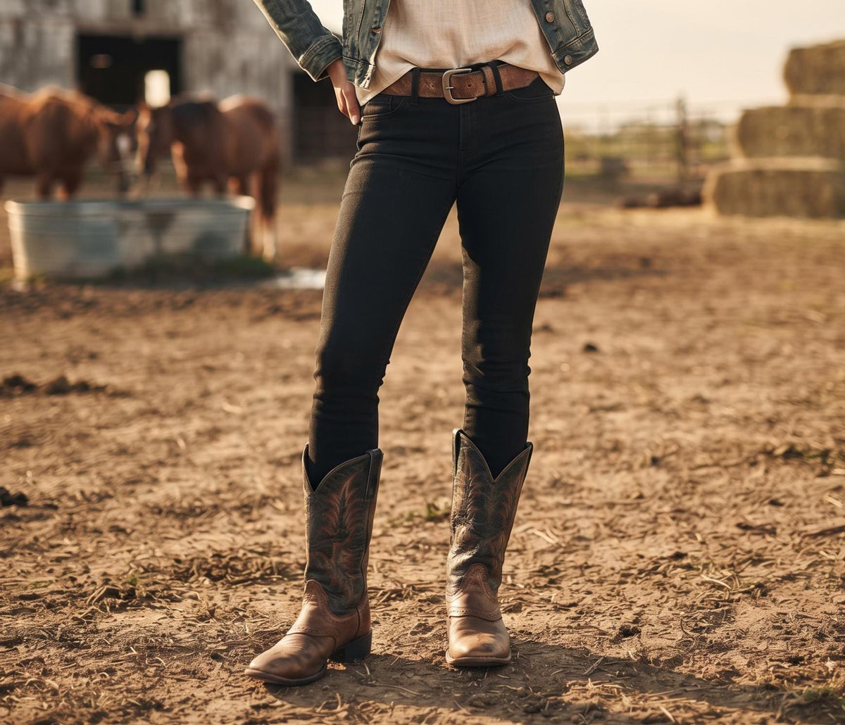 Vintage Leather Cowboy Boots: Distressed Western Biker Boots, UK 8