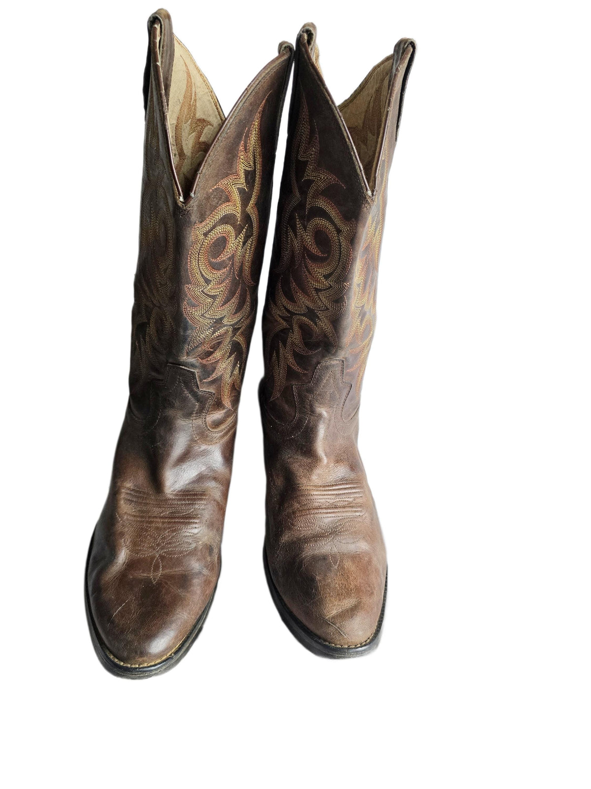 Mens Justin Cowboy Leather Boots UK 9, Southwestern Embroidered Western Boots 43, Pointed Toe Block Heel Cowgirl Boots US 10 Country Style