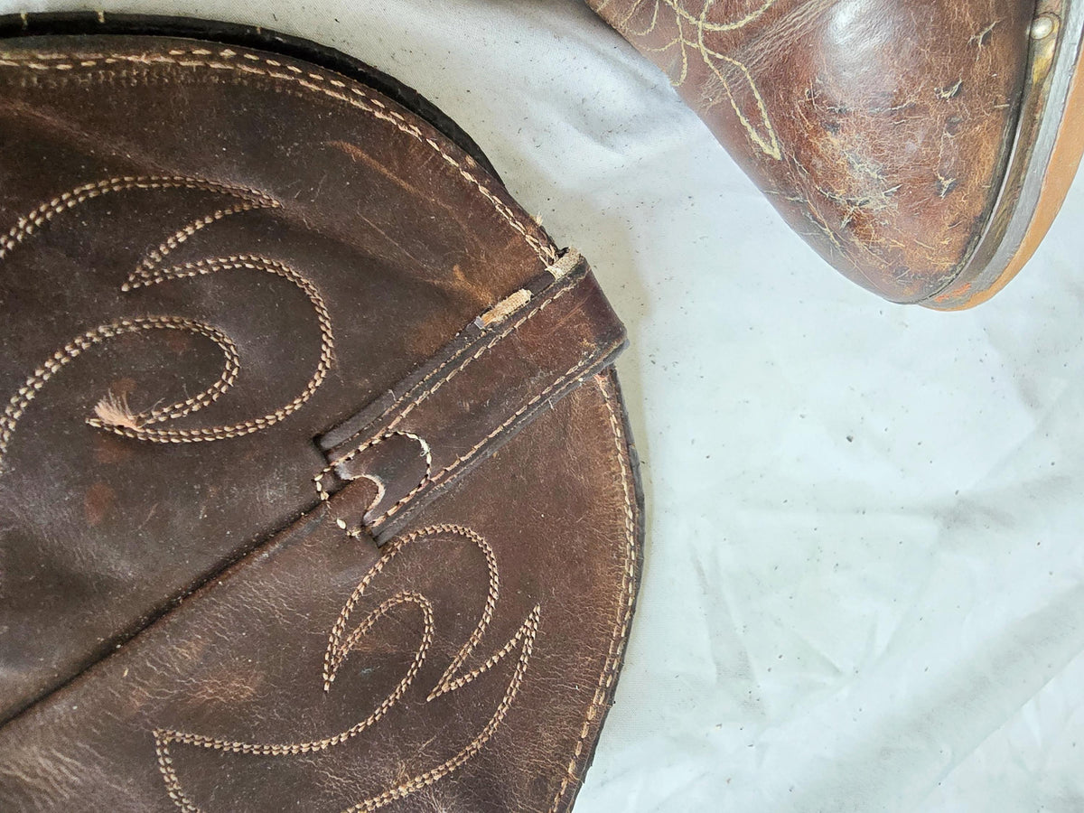 Vintage Durango Cowboy Boots, Dark Brown Leather Western Boots, Mid Calf Unisex Boots, Rustic Mens Cowgirl Boots, Retro Festival Footwear