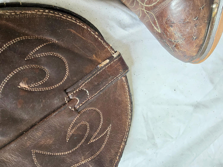 Vintage Durango Cowboy Boots, Dark Brown Leather Western Boots, Mid Calf Unisex Boots, Rustic Mens Cowgirl Boots, Retro Festival Footwear