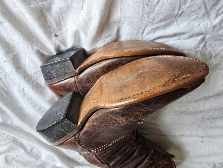 Vintage Durango Cowboy Boots, Dark Brown Leather Western Boots, Mid Calf Unisex Boots, Rustic Mens Cowgirl Boots, Retro Festival Footwear