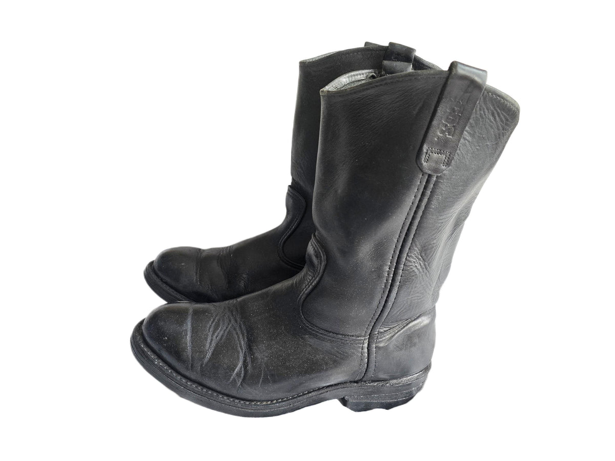 Mens Black Leather Chelsea Boots UK 8, Made in USA Work Boots US 9, Distressed Ankle Boots, Biker Punk Steampunk Footwear