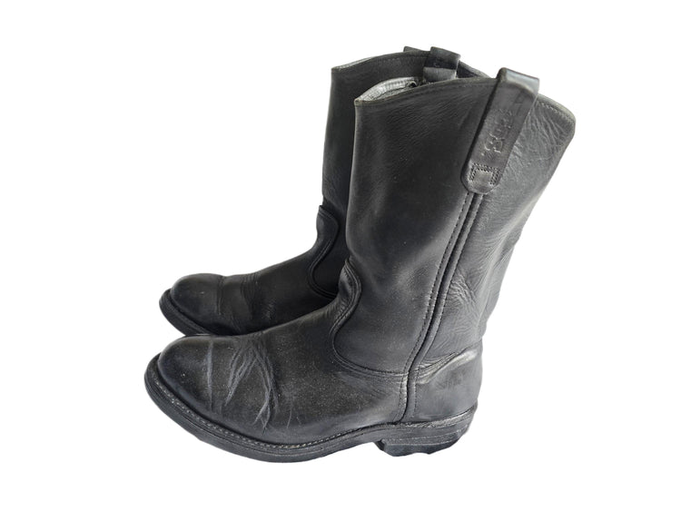 Mens Black Leather Chelsea Boots UK 8, Made in USA Work Boots US 9, Distressed Ankle Boots, Biker Punk Steampunk Footwear