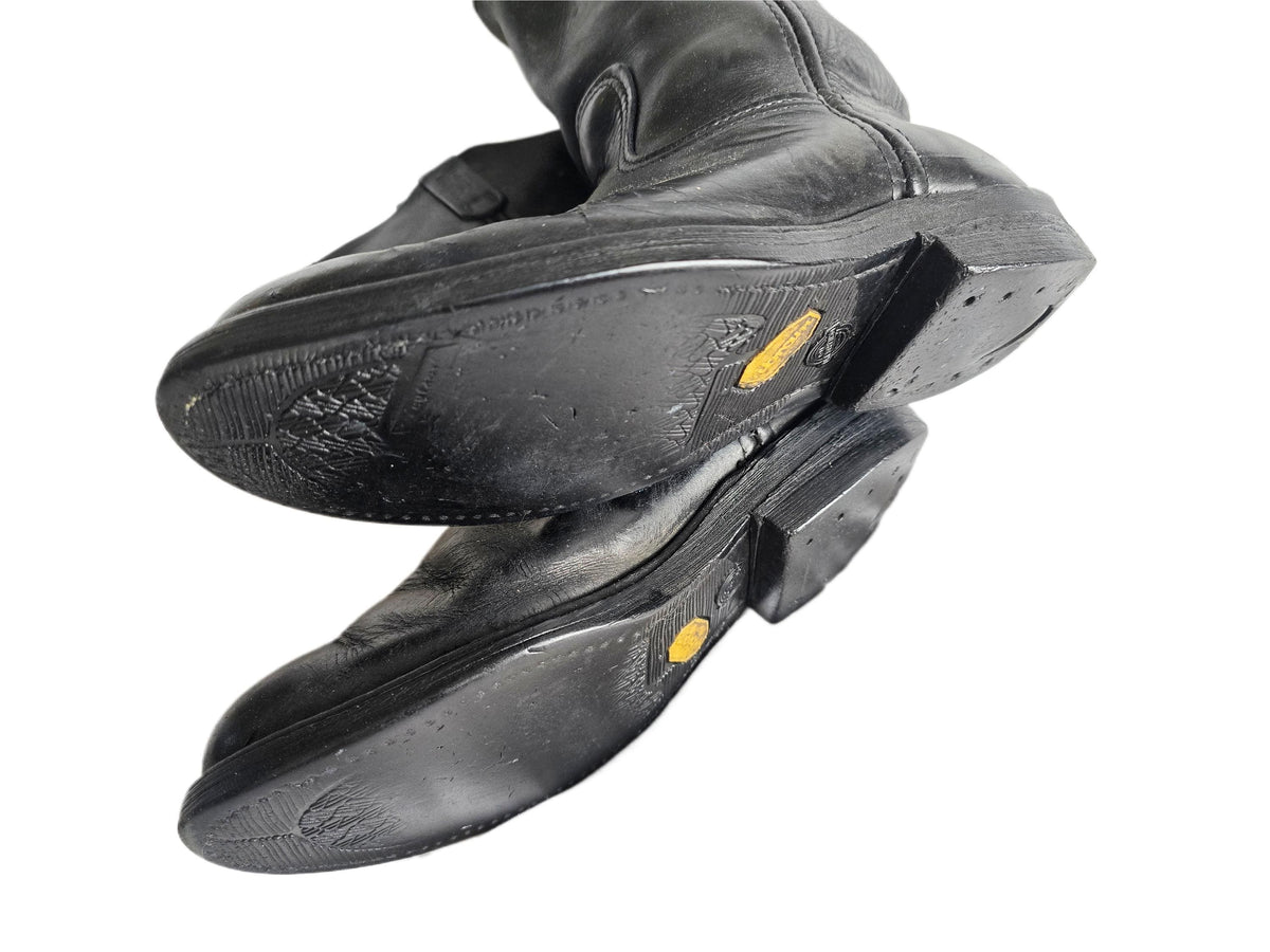 Mens Black Leather Chelsea Boots UK 8, Made in USA Work Boots US 9, Distressed Ankle Boots, Biker Punk Steampunk Footwear