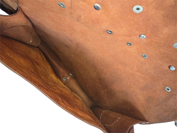 Moroccan Coin Leather Satchel, Vintage Boho Messenger Bag, Studded Brown Leather Crossbody Purse
