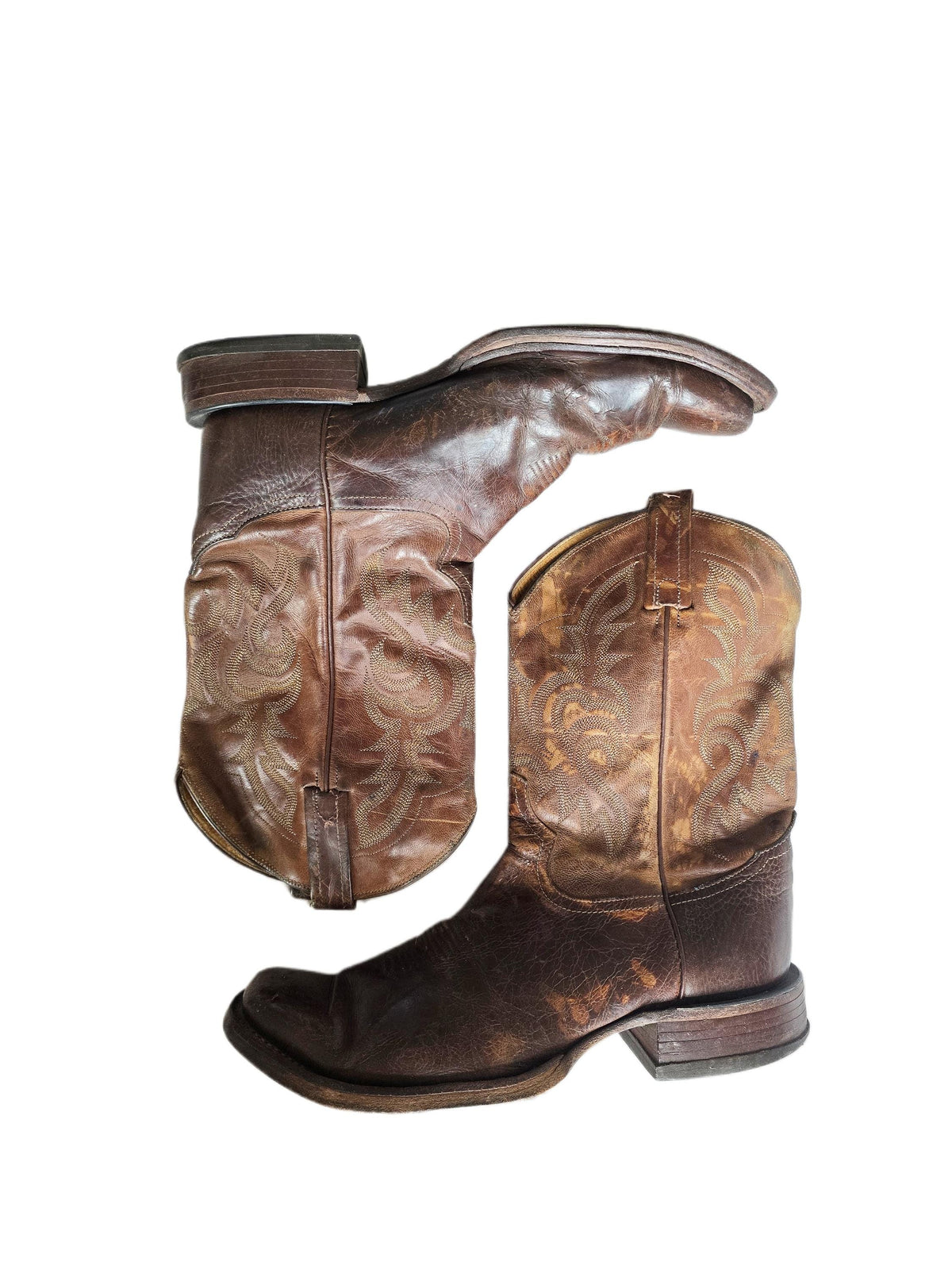 Vintage American Made Cowboy Boots UK 9.5, Leather Western Boots US 10.5, Mid Calf Ranch Boots, Rustic Mens Festival Footwear 44